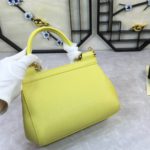 Dolce & Gabbana Medium Sicily Handbag In Dauphine Yellow For Women 10.2in/26cm DG