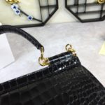 Dolce & Gabbana Medium Sicily Bag In Foiled Crocodile-Print Black For Women 10.2in/26cm DG