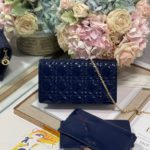 Christian Dior Lady Dior Pouch Navy, For Women, Women’s Handbags 8.5in/21.5cm CD