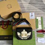 Gucci x Adidas Horsebit 1955 Mini Bag Black For Women, Women's Bags 8.1in/21cm GG 658574 U3ZDG 8726