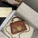 Dolce & Gabbana Small Devotion Bag In Plain Brown For Women 7.5in/19cm DG
