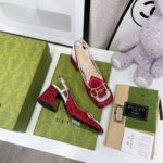 Gucci Lovelight Slingback Mid-Heel With Horsebit Red For Women GG