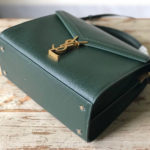 Saint Laurent Cassandra Medium Top Handle Bag In Grain De Poudre Embossed Dark Green For Women 9.6in/25cm 