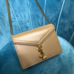 Saint Laurent Cassandra Medium Chain Bag Dark Beige For Women 8.7in/22cm YSL 