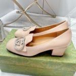 Gucci Women's Mid-Heel Pump With GG Logo Beige For Women GG