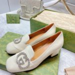 Gucci Women's Mid-Heel Pump With GG Logo White For Women GG