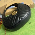 Gucci Marmont Half Moon Shaped Mini Bag Black For Women, Women's Bags 8.5in/22cm GG 699514 DTDHT 1000