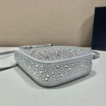 Prada Small Satin Tote Bag With Crystals Silver For Women, Women's Bags 6.9in/18cm 1BA331_2AWL_F0934_V_OOO