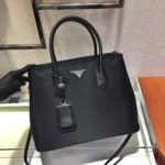 Prada Medium Saffiano Double Bag Black For Women, Women's Bags 13in/33cm 1BG775_2A4A_F0LJ4_V_OOO