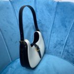 Saint Laurent Le Fermoir Hobo Bag White/Black For Women 9.5in/24cm YSL 