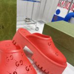 Gucci Women's Platform Perforated G Sandal Red For Women GG