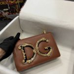 Dolce & Gabbana Nappa DG Girls Shoulder Bag Brown For Women 8.3in/21cm DG 