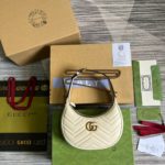 Gucci Marmont Half Moon Shaped Mini Bag White For Women, Women's Bags 8.5in/22cm GG ‎699514 DTDHT 9022