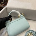 Dolce & Gabbana Small Sicily Bag In Dauphine Azure For Women 7.5in/19cm DG