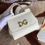Dolce & Gabbana Medium DG Handbag In Dauphine White For Women 10.2in/26cm DG