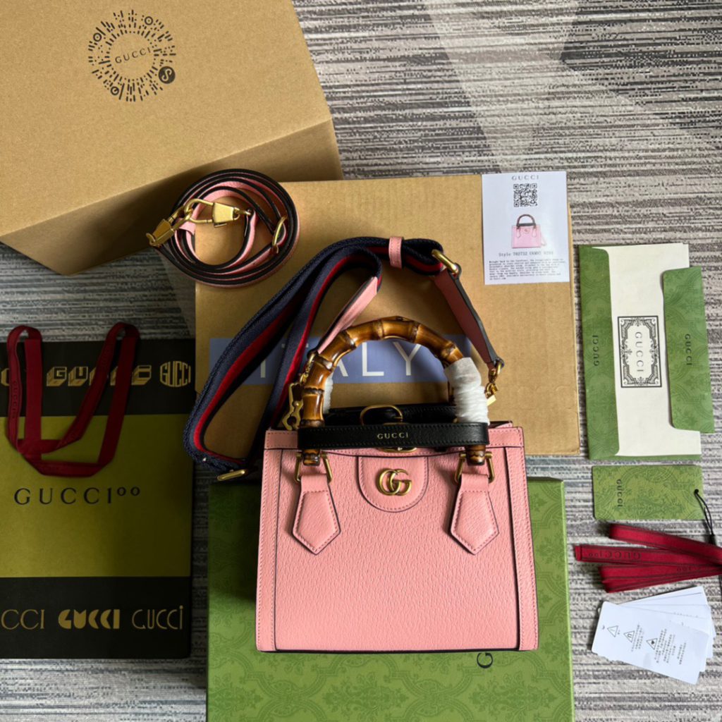 Gucci Diana Mini Tote Bag Pink For Women, Women's Bags 7.9in/20cm GG ‎702732 U3ZDT 5479