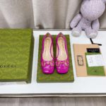 Gucci Women's Ballet Flat With Horsebit Dark Pink For Women GG