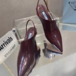 Prada Brushed Slingback Pumps Burgundy For Women 2.6in/65mm PRD
