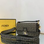 Fendi Baguette Brown fabric Brown Medium Bag For Woman 27cm/10.5in