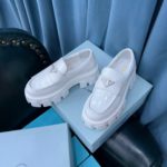Prada Monolith Brushed Loafers White For Women 2.4in/60mm PRD 2DE129_B4L_F0009