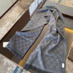 Gucci GG Lamé Lacquard Stole Scarf Grey 71in/180cm