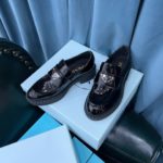 Prada Chocolate Sharp Brushed Pointed Loafers Black For Women 1.6in/40mm PRD 2DE131_055_F0002