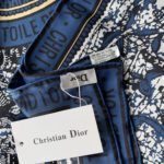 Dior Toile de Jouy Carnivora 90 Square Scarf Blue 35in/90cm