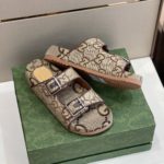 Gucci Men's Maxi GG Slide Sandal With Straps Beige And Ebony For Men 658020 2HK60