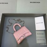 Balenciaga Hourglass Mini Handbag With Chain In Light Pink, For Women, Women's Bags 4.7in/12cm