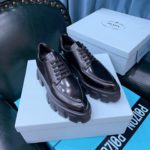 Prada Monolith Brushed Lace-Up Shoes Black For Women 2.4in/60mm PRD