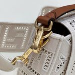 Fendi Baguette White with Embroidery Medium Bag For Woman 28cm/11in