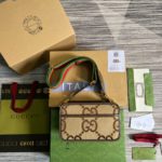 Gucci Jumbo GG Mini Bag Camel And Ebony Jumbo GG Canvas For Women  8.9in/22.5cm GG 696075 UKMDG 2570