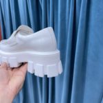 Prada Monolith Brushed Loafers White For Women 2.4in/60mm PRD 2DE129_B4L_F0009