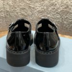 Prada Brushed Mary Jane T-strap Shoes Shiny Black For Women 2in/50mm PRD