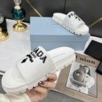 Prada Logo Detailed Sequin Slides White For Women 1.4in/35mm PRD