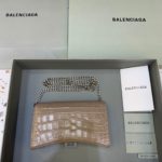 Balenciaga Downtown Small Shoulder Bag With Chain Brown, For Women, Women's Bags 11.8in/30cm