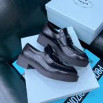 Prada Chocolate Sharp Brushed Pointed Loafers Black For Women 1.6in/40mm PRD 2DE131_055_F0002