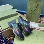 Gucci Men's Rhyton Sneakers With Iridescent Logo Black For Men 552851 DRW00 1000