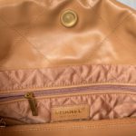 Chanel 22 Handbag Gold Hardware Shiny Camel For Women, Women's Handbags, Shoulder Bags 16.5in/38cm AS3261 B08037 NB356