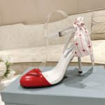 Prada Patent Sling-Back Pumps White/Red For Women 3.5/90mm PRD
