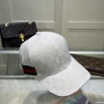 Gucci Original GG Canvas Baseball Hat With Web White GG Hat