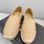 Prada Linen Espadrilles Beige For Women 0.8in/20mm PRD 1S841M_376_F0065_F_020