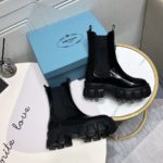 Prada Monolith Brushed Boots Shiny Black For Women 2.2in/55mm PRD
