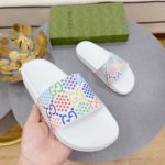Gucci Men's GG Slide Sandal With Stars White For Men 407345
