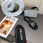 Prada Saffiano Slides Black For Women 0.4in/10mm PRD 1XX627_053_F0002_F_010