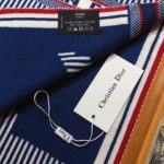 Dior Dioralps Reversible White/Blue Wool and Cashmere Scarf 200cm/79in