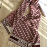 Dior Oblique Burgundy Cashmere Scarf 200cm/79in
