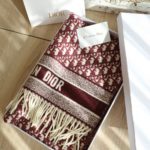 Dior Oblique Burgundy Cashmere Scarf 200cm/79in
