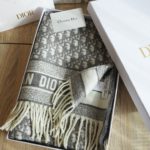 Dior Oblique Grey Cashmere Scarf 200cm/79in