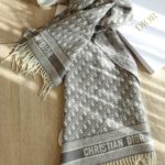 Dior Oblique Grey Cashmere Scarf 200cm/79in